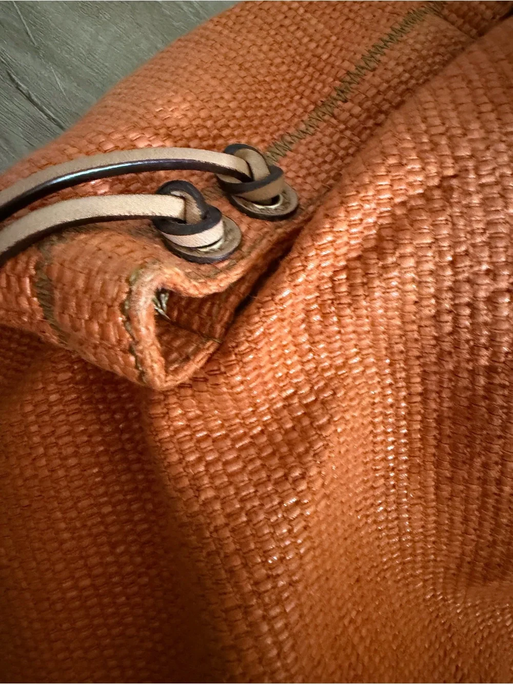 Yany Orange Leather & Textured Hobo Bag with Wrapped Handle